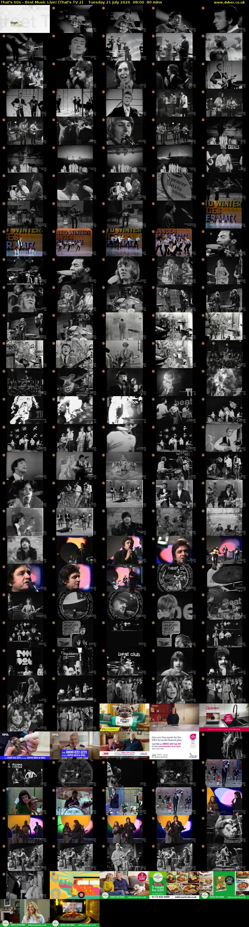 That's 60s - Best Music Live! (That's TV 2) Tuesday 21 July 2026 08:00 - 09:20