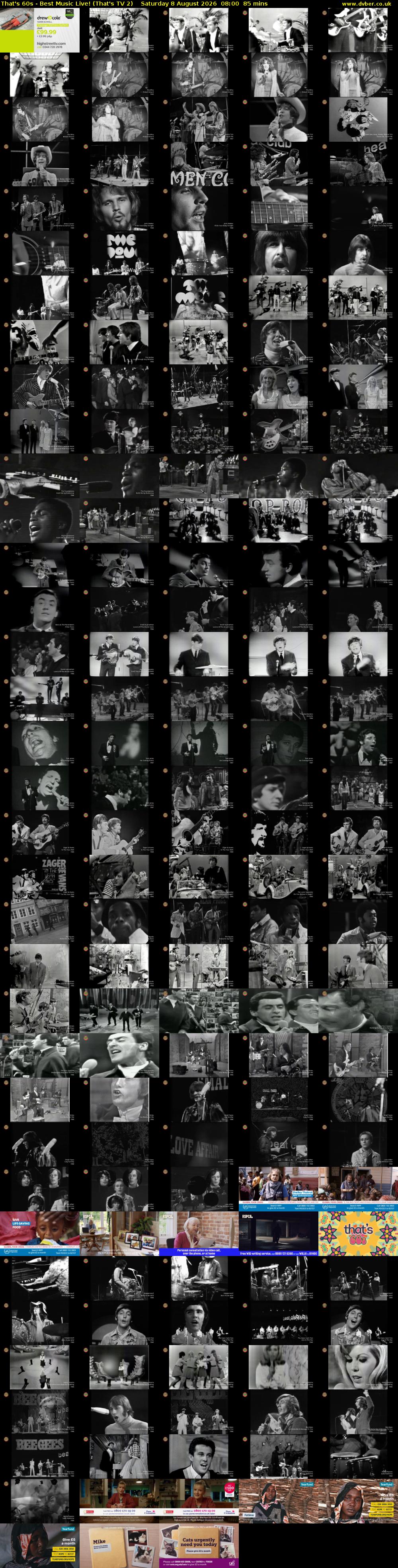 That's 60s - Best Music Live! (That's TV 2) Saturday 8 August 2026 08:00 - 09:25