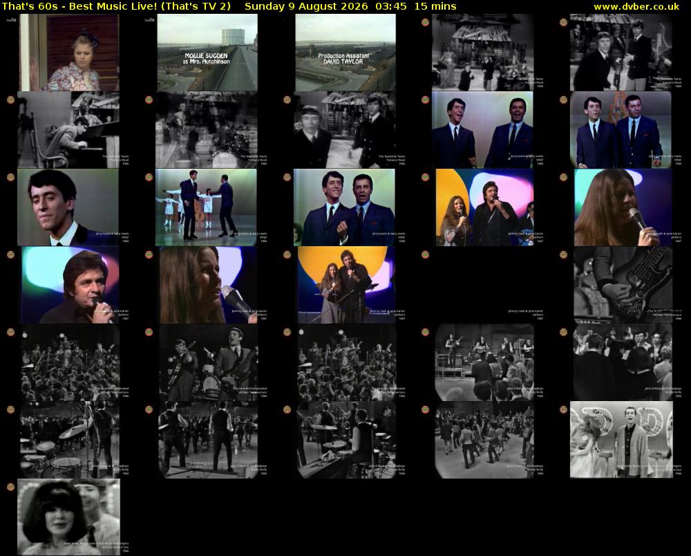 That's 60s - Best Music Live! (That's TV 2) Sunday 9 August 2026 03:45 - 04:00