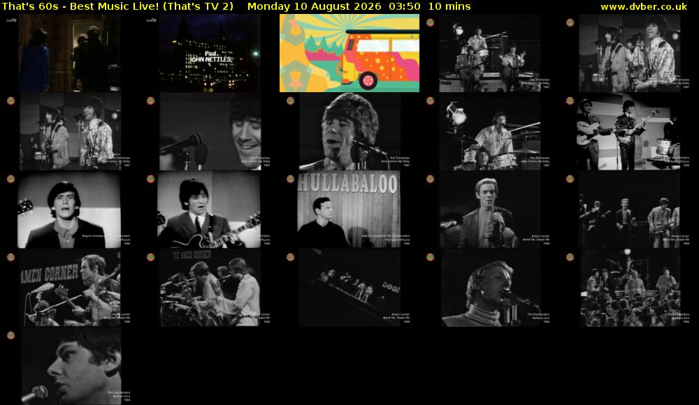 That's 60s - Best Music Live! (That's TV 2) Monday 10 August 2026 03:50 - 04:00