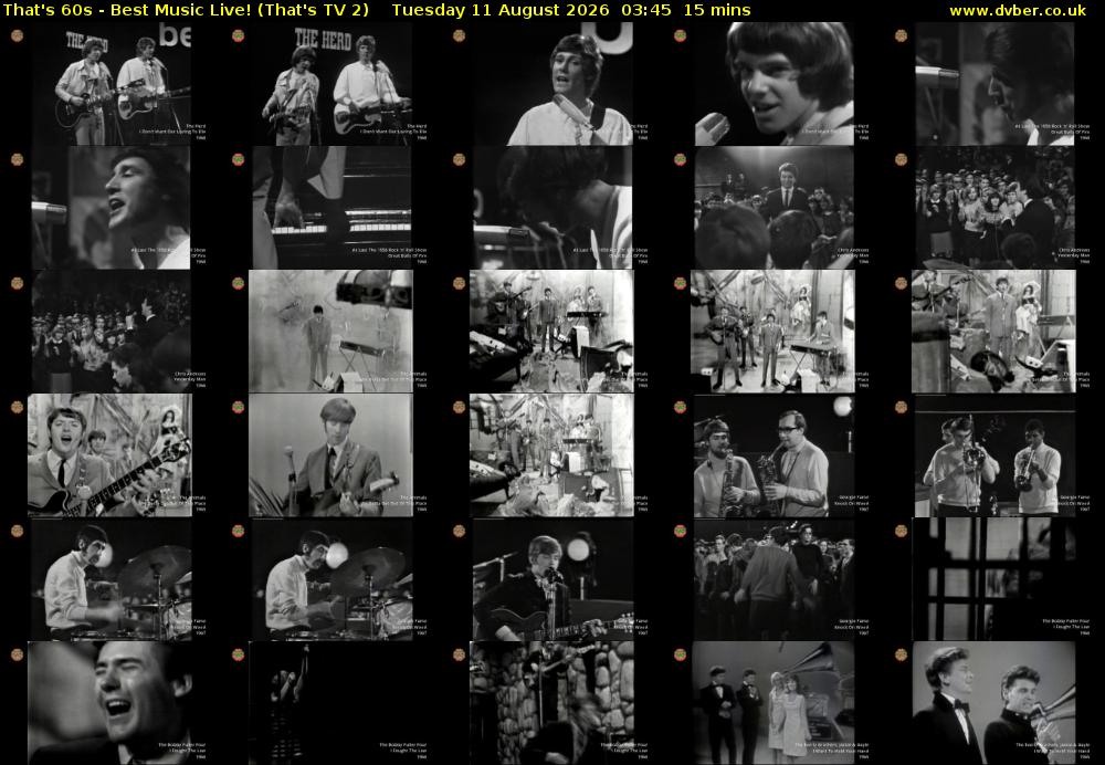 That's 60s - Best Music Live! (That's TV 2) Tuesday 11 August 2026 03:45 - 04:00