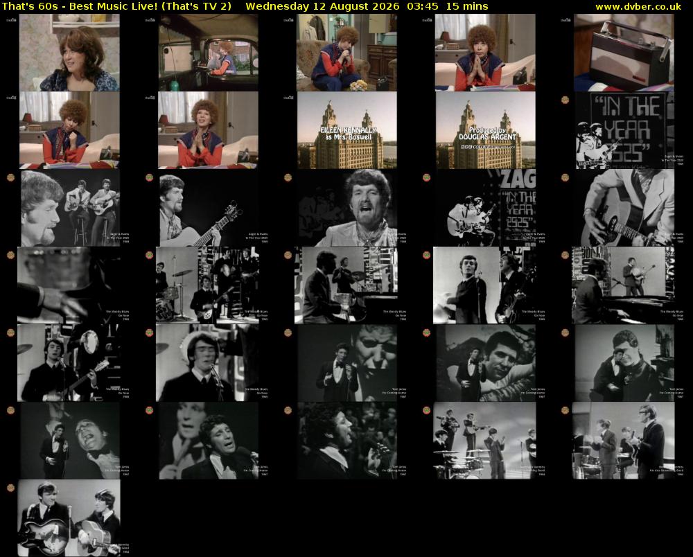 That's 60s - Best Music Live! (That's TV 2) Wednesday 12 August 2026 03:45 - 04:00