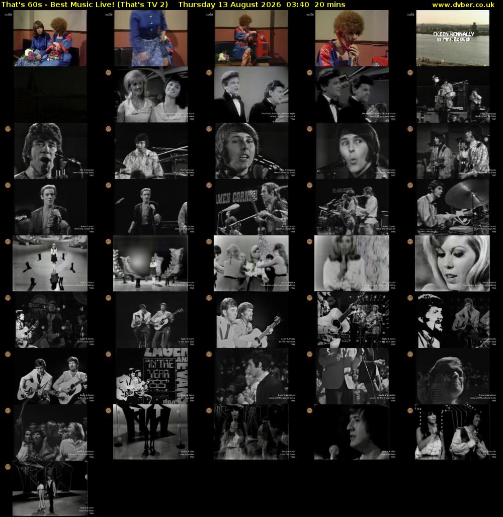 That's 60s - Best Music Live! (That's TV 2) Thursday 13 August 2026 03:40 - 04:00