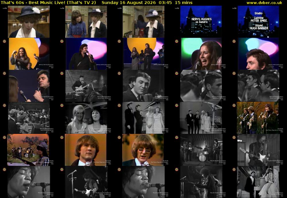 That's 60s - Best Music Live! (That's TV 2) Sunday 16 August 2026 03:45 - 04:00