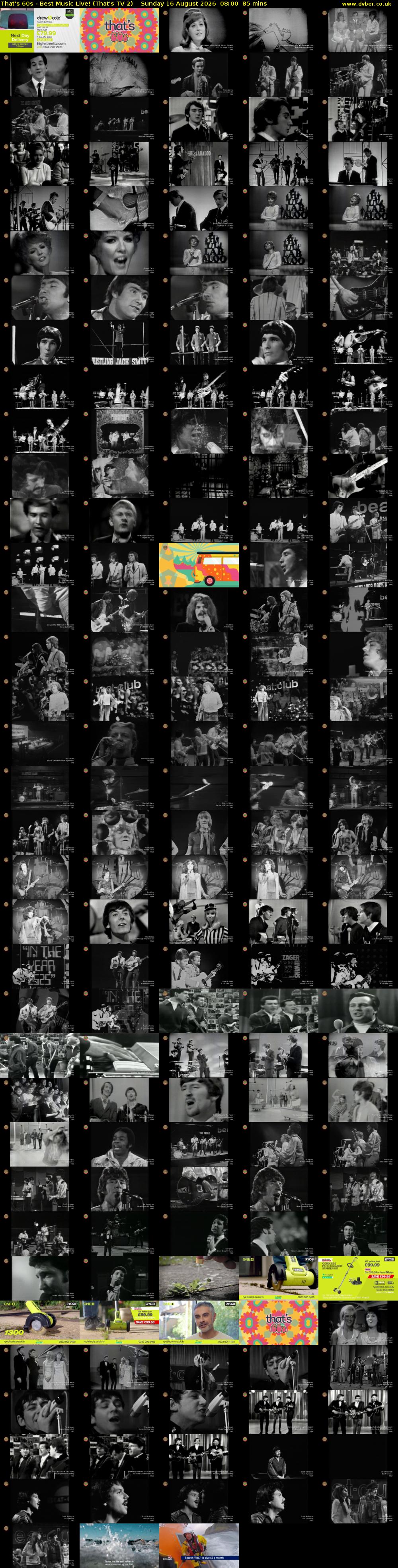 That's 60s - Best Music Live! (That's TV 2) Sunday 16 August 2026 08:00 - 09:25