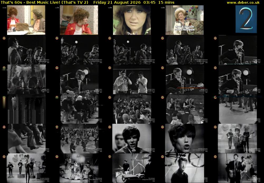 That's 60s - Best Music Live! (That's TV 2) Friday 21 August 2026 03:45 - 04:00