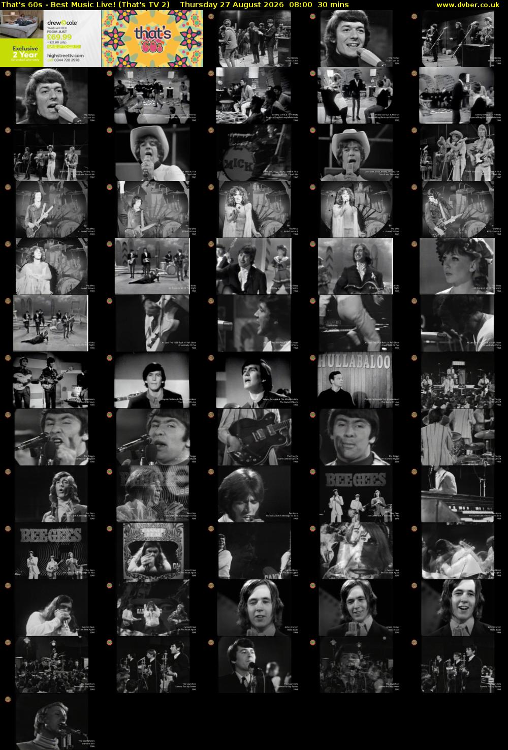 That's 60s - Best Music Live! (That's TV 2) Thursday 27 August 2026 08:00 - 08:30