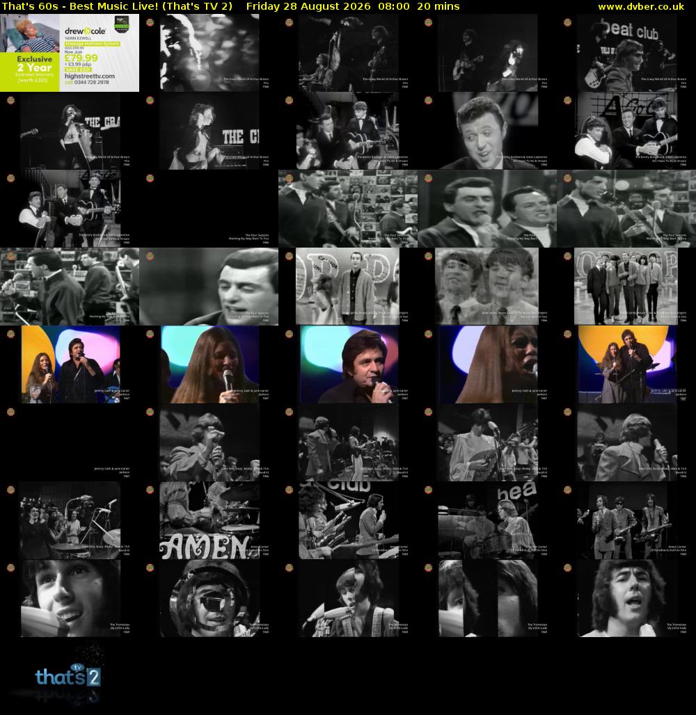 That's 60s - Best Music Live! (That's TV 2) Friday 28 August 2026 08:00 - 08:20