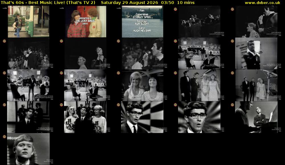 That's 60s - Best Music Live! (That's TV 2) Saturday 29 August 2026 03:50 - 04:00