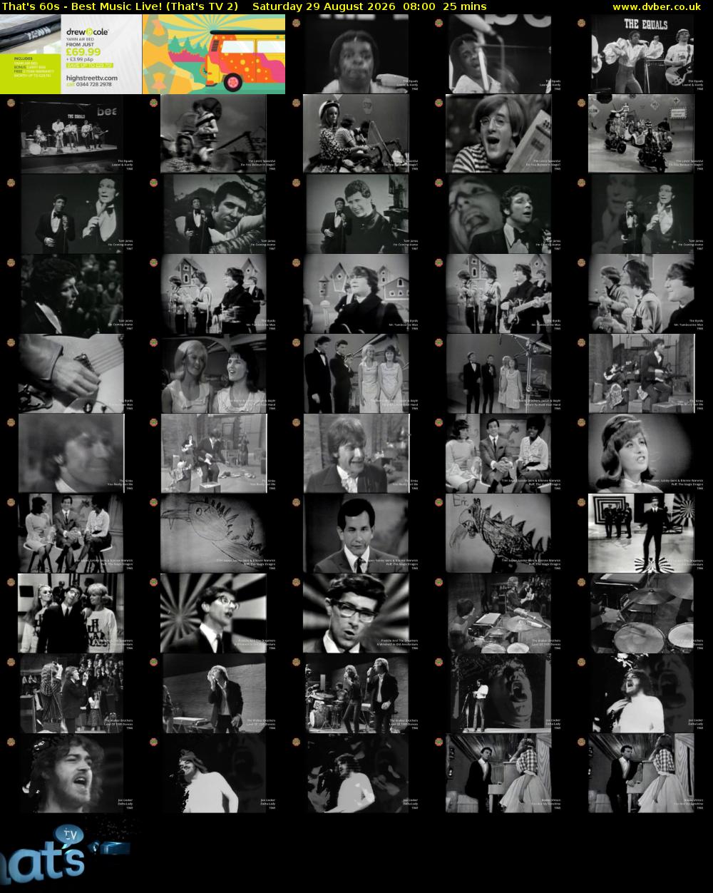 That's 60s - Best Music Live! (That's TV 2) Saturday 29 August 2026 08:00 - 08:25