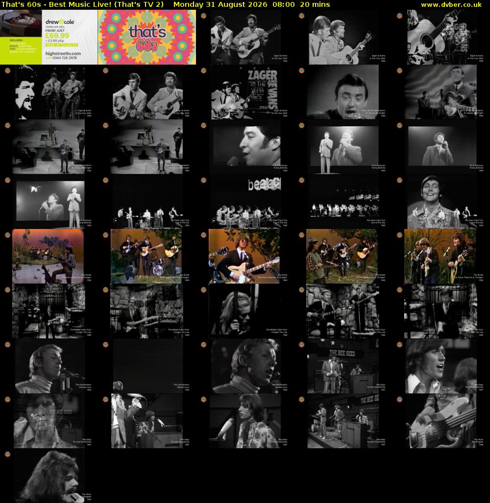 That's 60s - Best Music Live! (That's TV 2) Monday 31 August 2026 08:00 - 08:20
