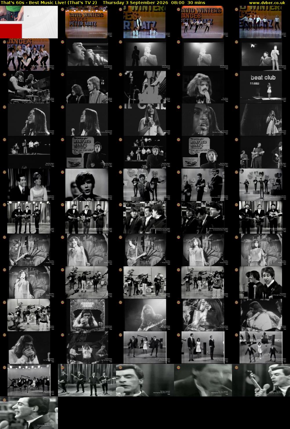 That's 60s - Best Music Live! (That's TV 2) Thursday 3 September 2026 08:00 - 08:30