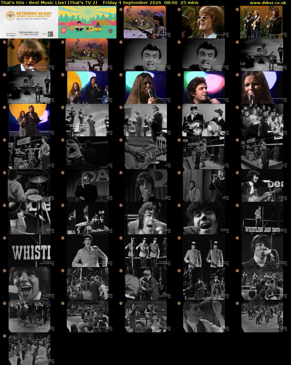 That's 60s - Best Music Live! (That's TV 2) Friday 4 September 2026 08:00 - 08:25