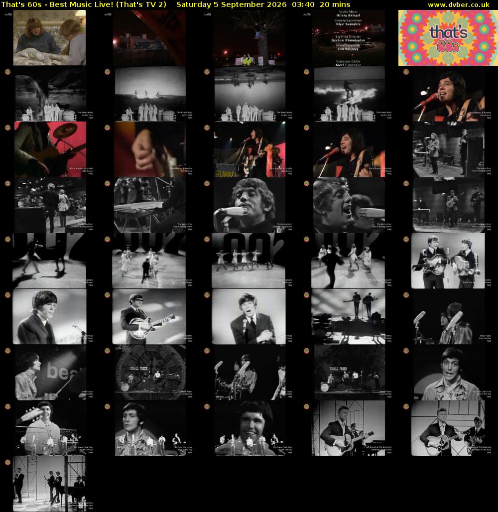 That's 60s - Best Music Live! (That's TV 2) Saturday 5 September 2026 03:40 - 04:00
