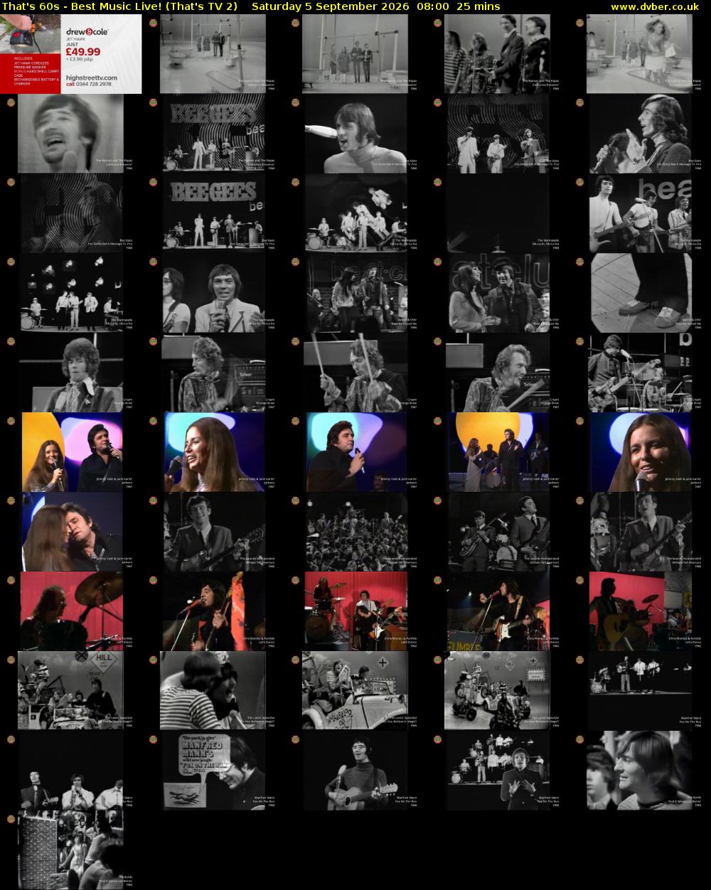 That's 60s - Best Music Live! (That's TV 2) Saturday 5 September 2026 08:00 - 08:25
