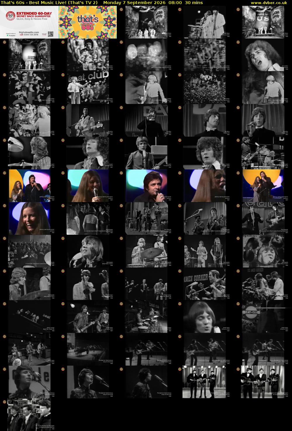 That's 60s - Best Music Live! (That's TV 2) Monday 7 September 2026 08:00 - 08:30