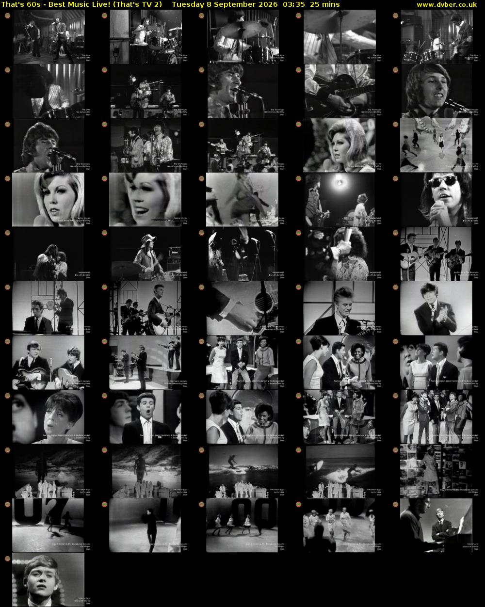 That's 60s - Best Music Live! (That's TV 2) Tuesday 8 September 2026 03:35 - 04:00
