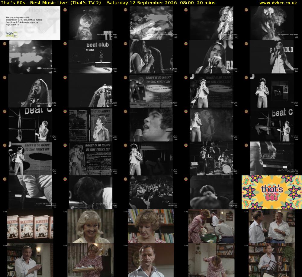 That's 60s - Best Music Live! (That's TV 2) Saturday 12 September 2026 08:00 - 08:20