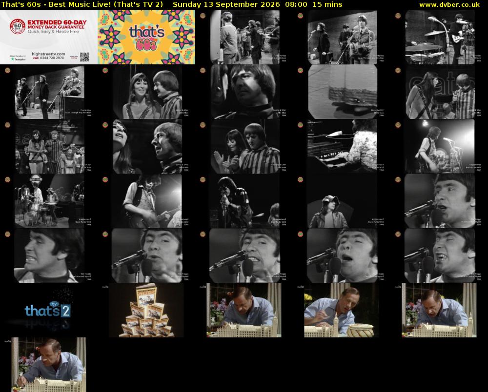 That's 60s - Best Music Live! (That's TV 2) Sunday 13 September 2026 08:00 - 08:15