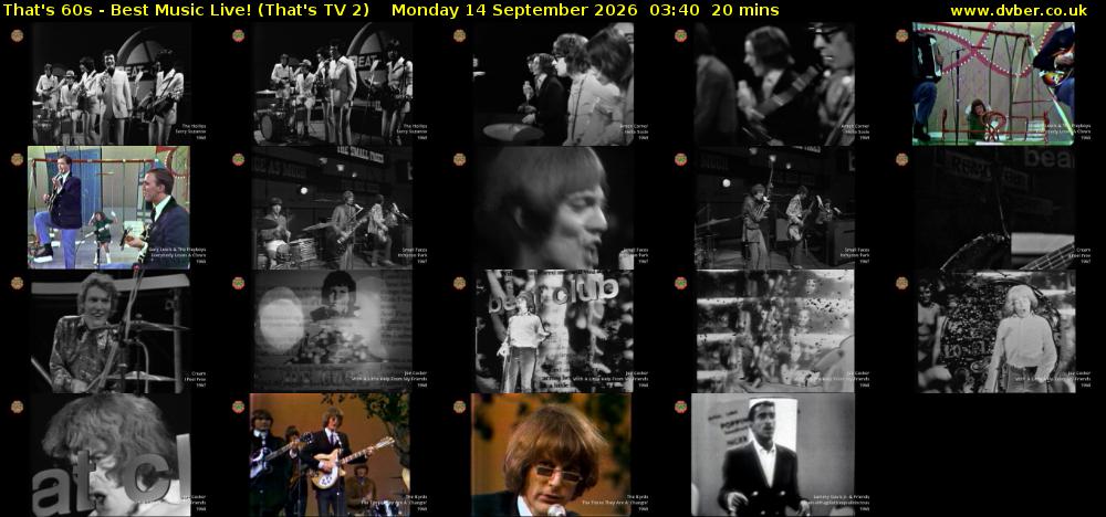 That's 60s - Best Music Live! (That's TV 2) Monday 14 September 2026 03:40 - 04:00