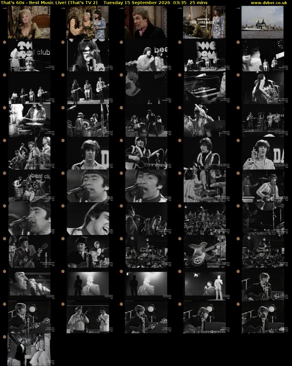 That's 60s - Best Music Live! (That's TV 2) Tuesday 15 September 2026 03:35 - 04:00