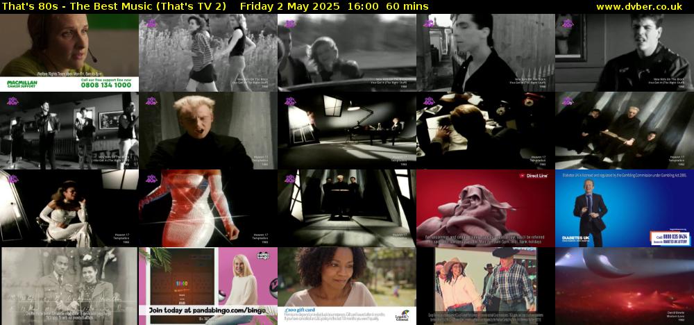 That's 80s - The Best Music (That's TV 2) Friday 2 May 2025 16:00 - 17:00