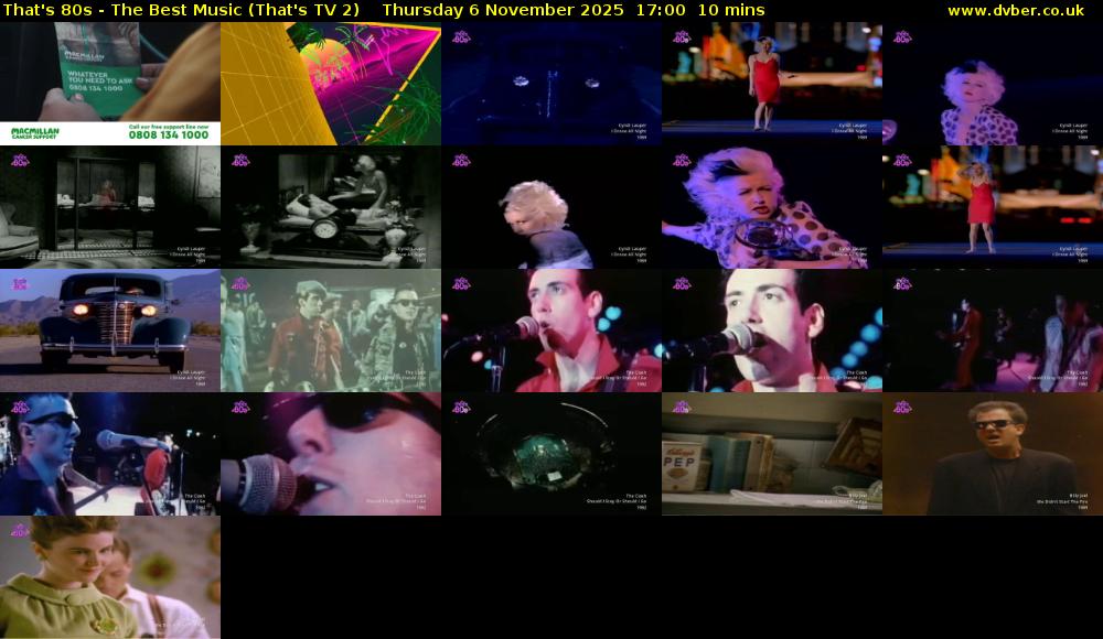 That's 80s - The Best Music (That's TV 2) Thursday 6 November 2025 17:00 - 17:10