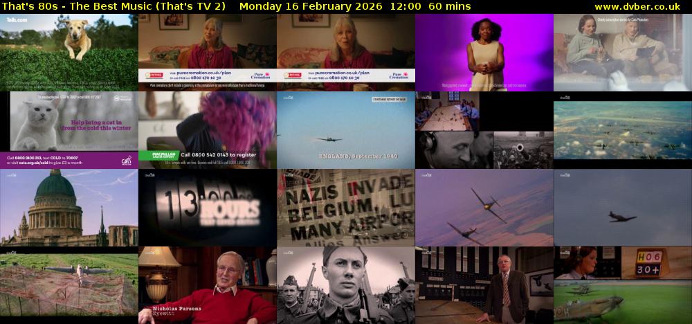 That's 80s - The Best Music (That's TV 2) Monday 16 February 2026 12:00 - 13:00
