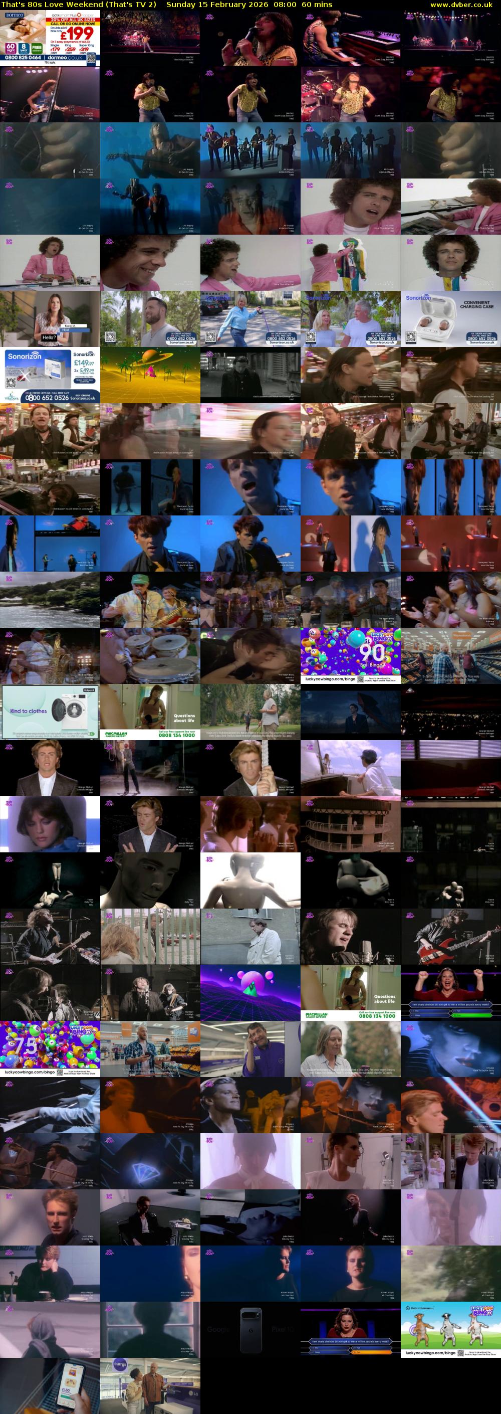 That's 80s Love Weekend (That's TV 2) Sunday 15 February 2026 08:00 - 09:00