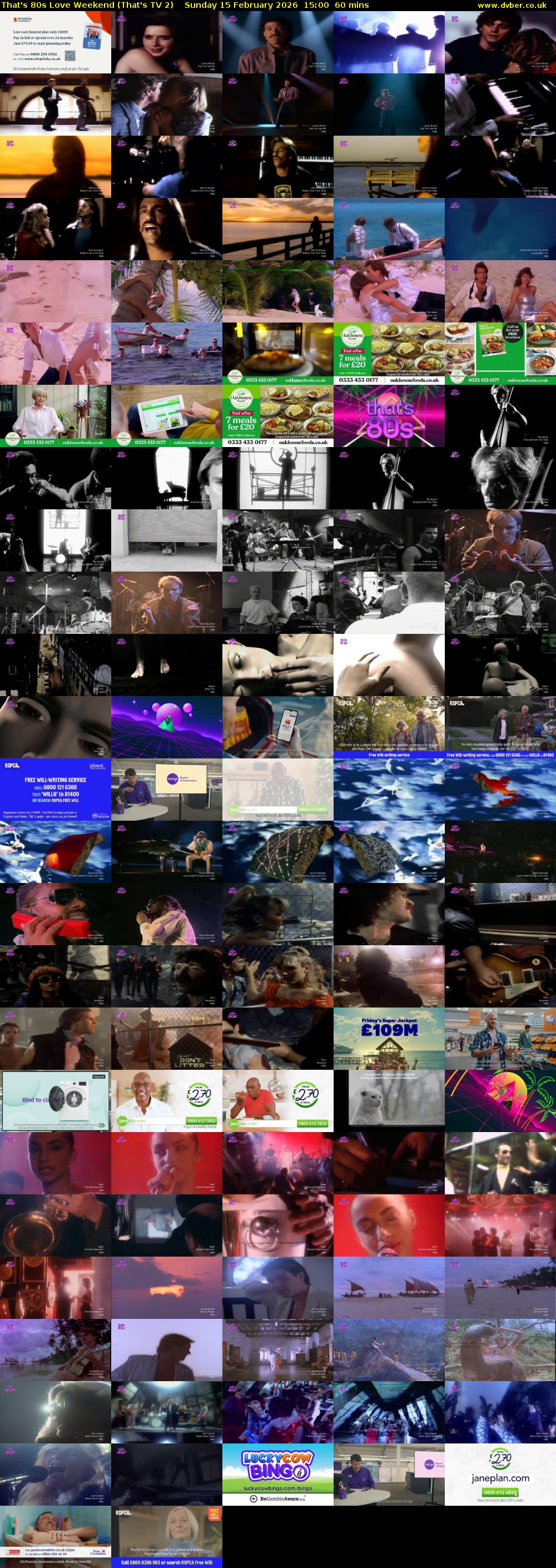 That's 80s Love Weekend (That's TV 2) Sunday 15 February 2026 15:00 - 16:00