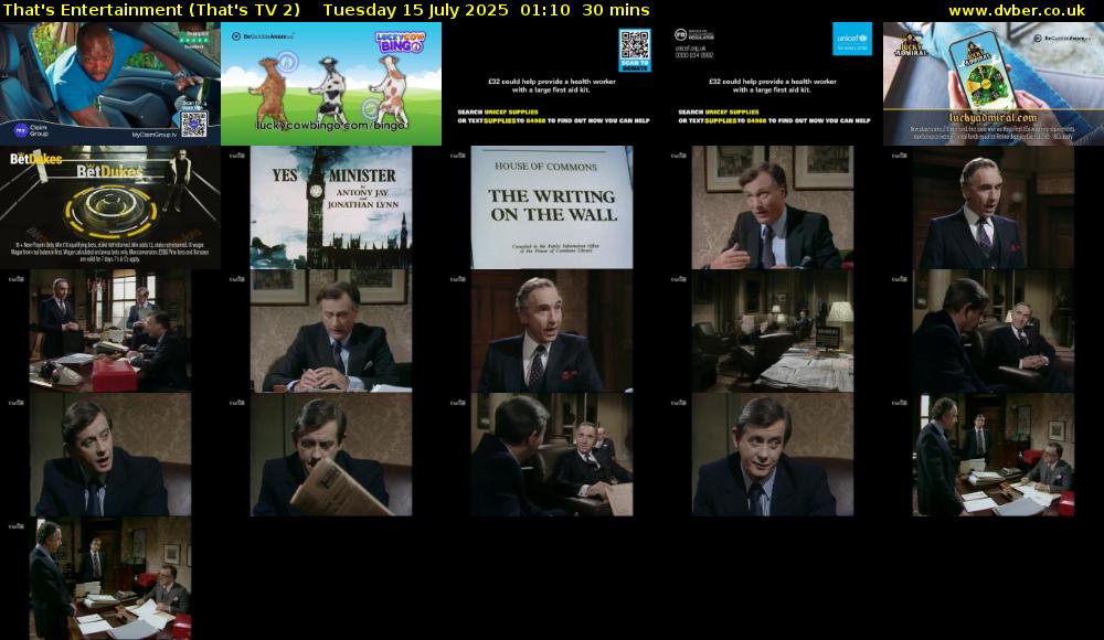 That's Entertainment (That's TV 2) Tuesday 15 July 2025 01:10 - 01:40