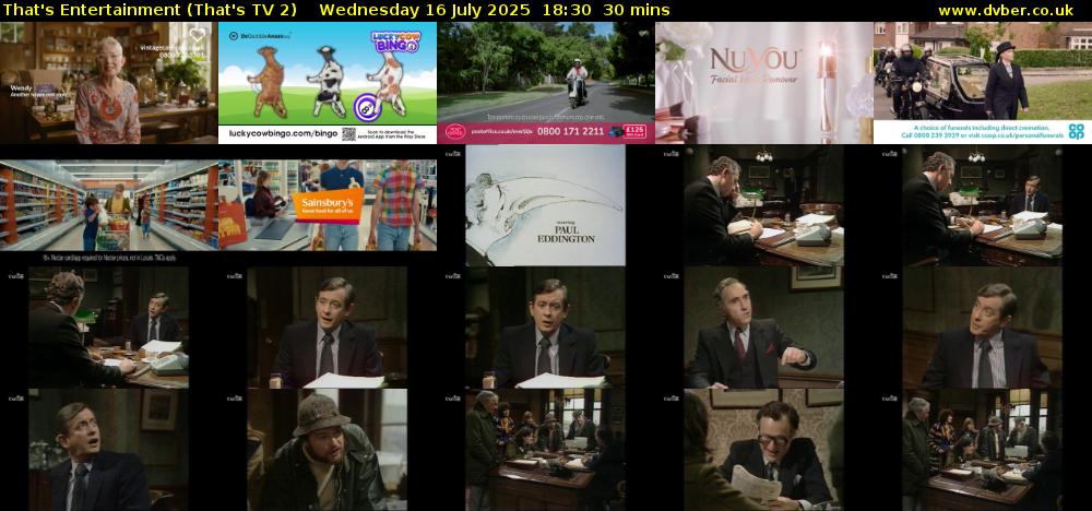 That's Entertainment (That's TV 2) Wednesday 16 July 2025 18:30 - 19:00