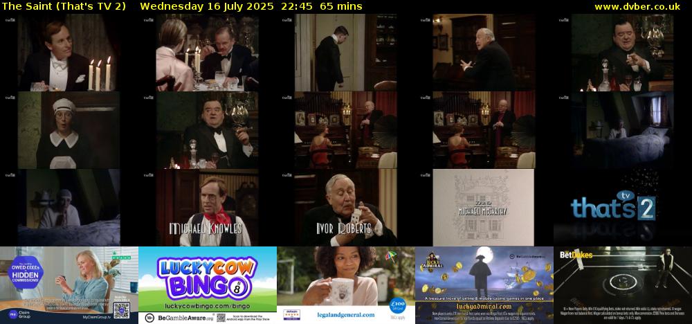 The Saint (That's TV 2) Wednesday 16 July 2025 22:45 - 23:50
