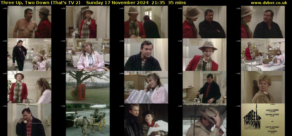 Three Up, Two Down (That's TV 2) Sunday 17 November 2024 21:35 - 22:10