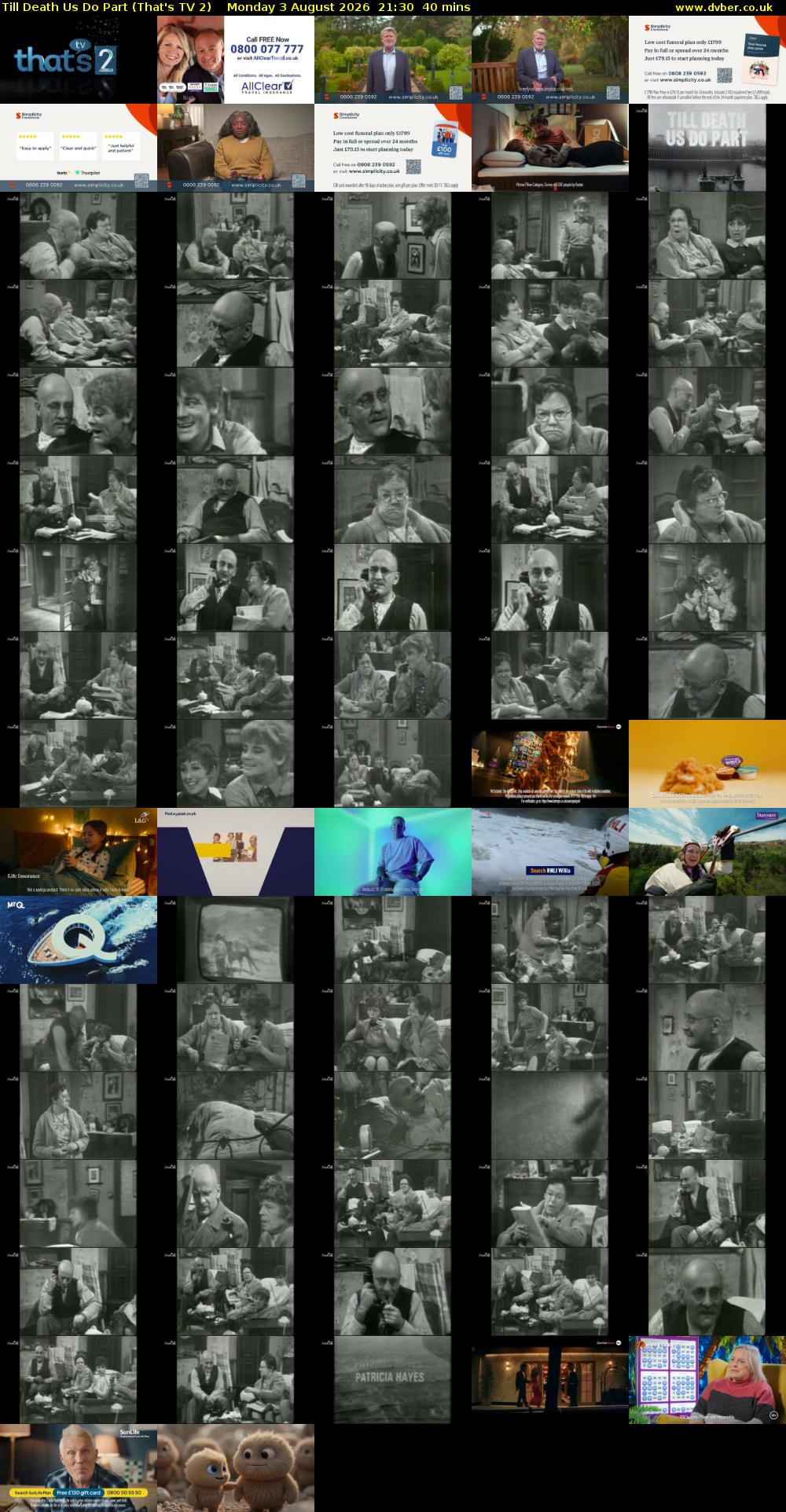 Till Death Us Do Part (That's TV 2) Monday 3 August 2026 21:30 - 22:10