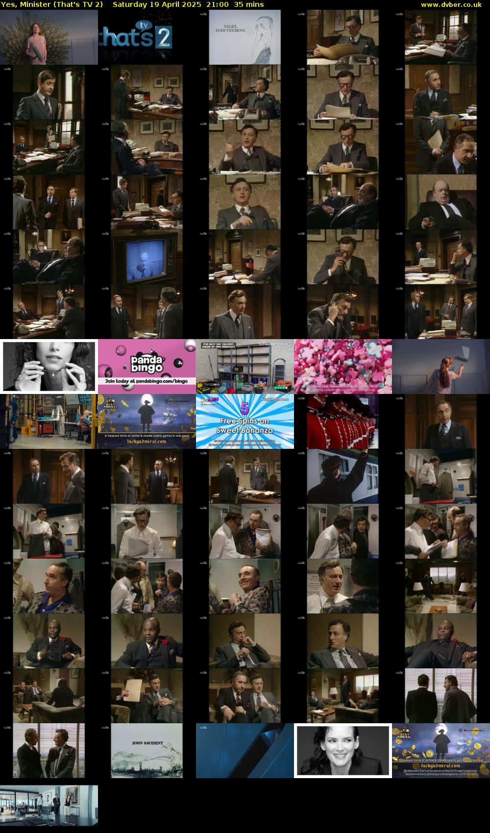 Yes, Minister (That's TV 2) Saturday 19 April 2025 21:00 - 21:35
