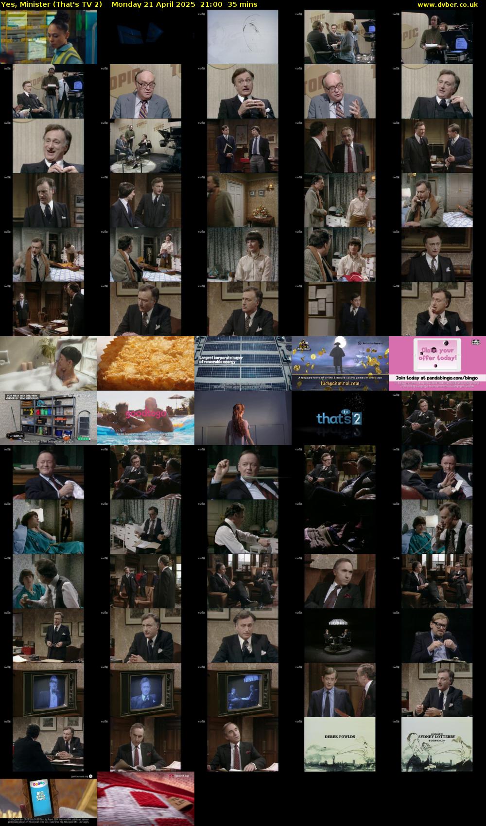 Yes, Minister (That's TV 2) Monday 21 April 2025 21:00 - 21:35