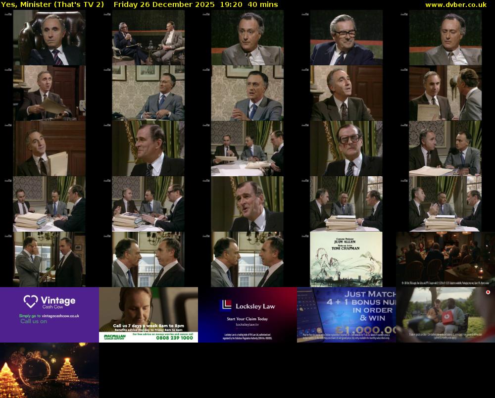 Yes, Minister (That's TV 2) Friday 26 December 2025 19:20 - 20:00
