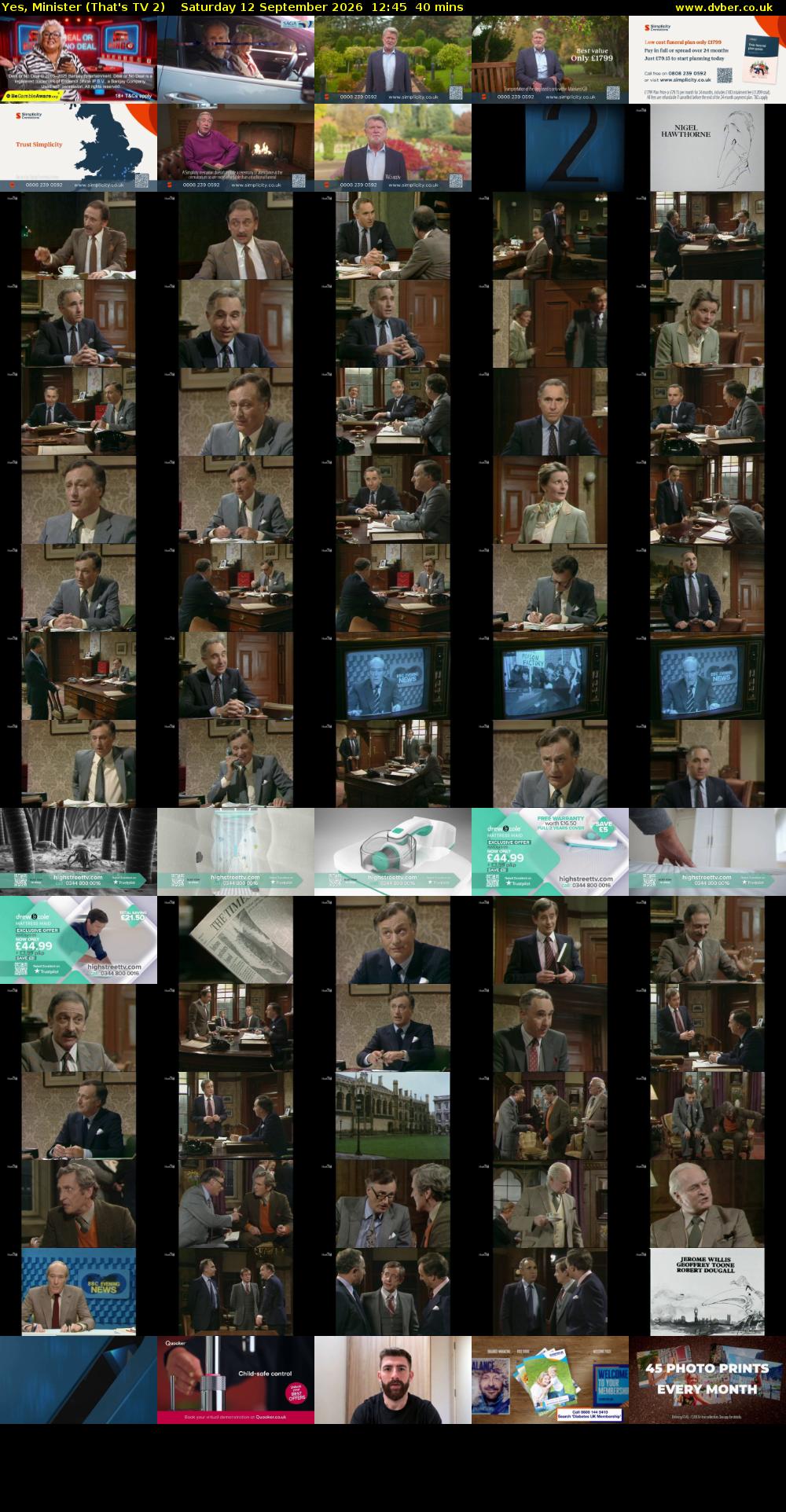 Yes, Minister (That's TV 2) Saturday 12 September 2026 12:45 - 13:25