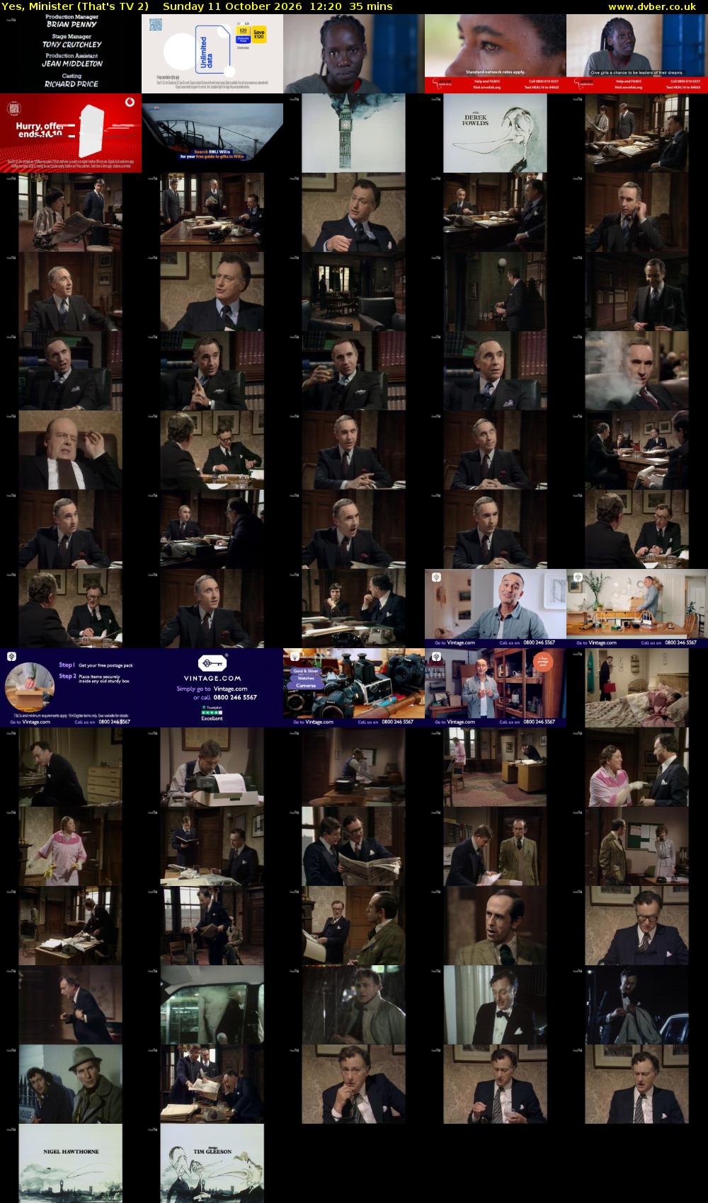 Yes, Minister (That's TV 2) Sunday 11 October 2026 12:20 - 12:55