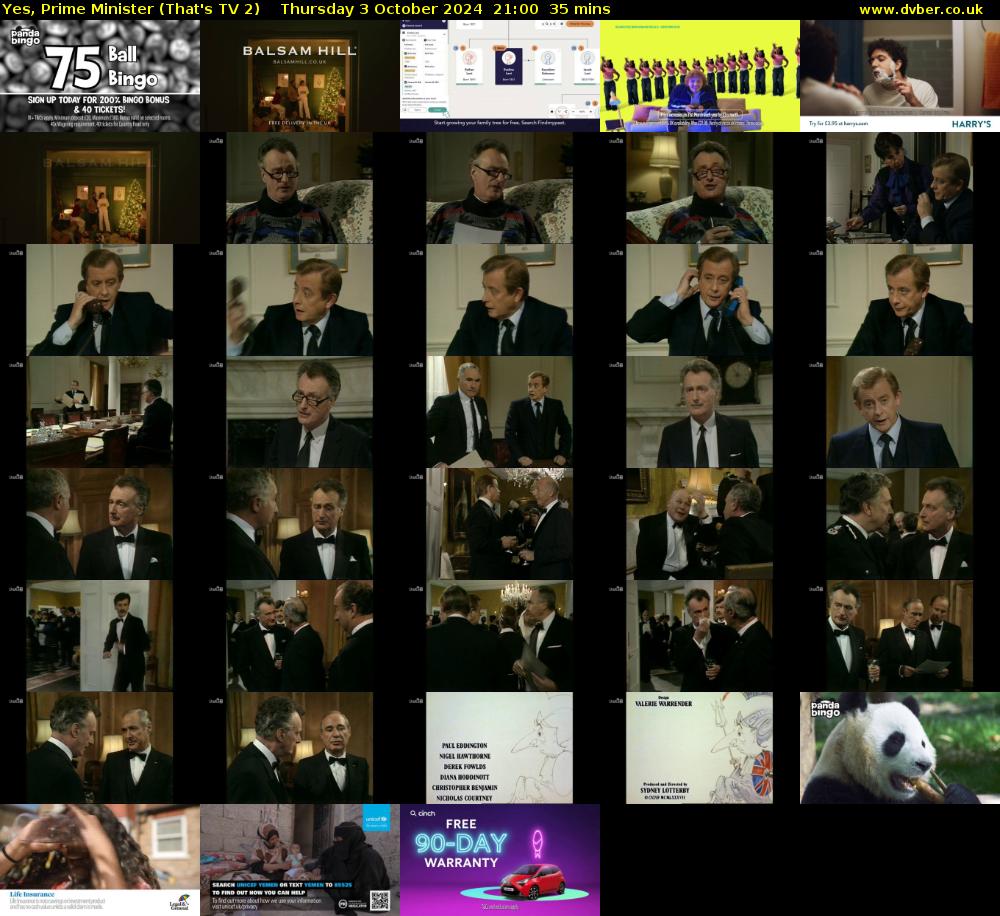 Yes, Prime Minister (That's TV 2) Thursday 3 October 2024 21:00 - 21:35