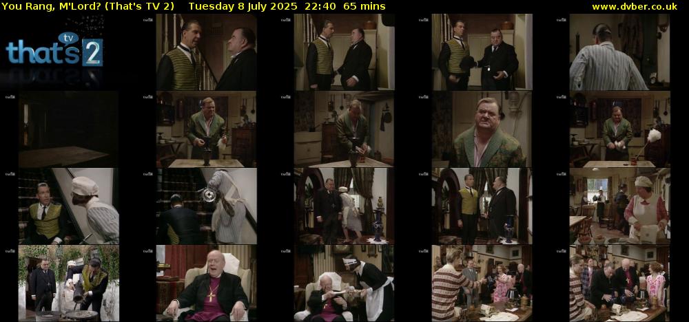 You Rang, M'Lord? (That's TV 2) Tuesday 8 July 2025 22:40 - 23:45
