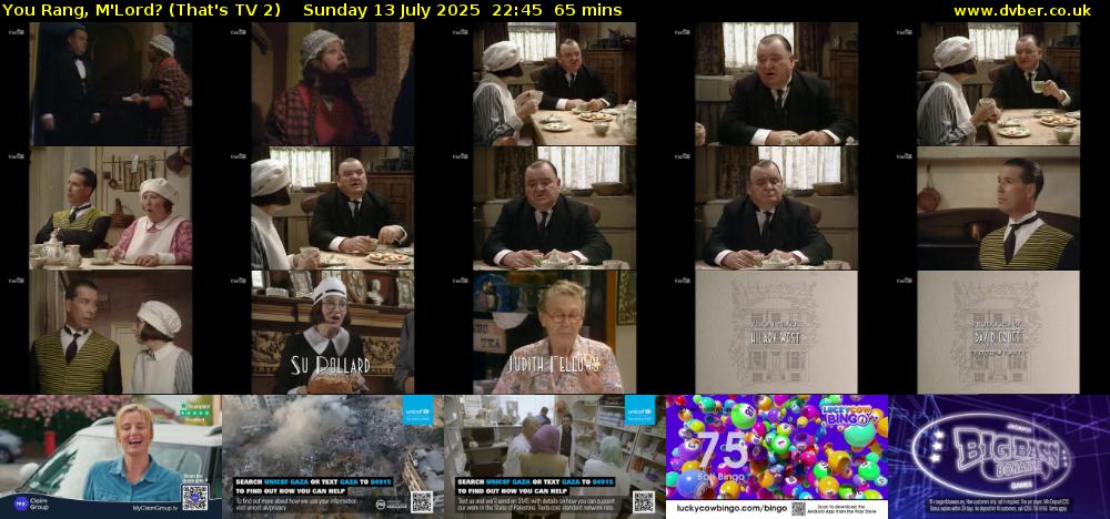 You Rang, M'Lord? (That's TV 2) Sunday 13 July 2025 22:45 - 23:50