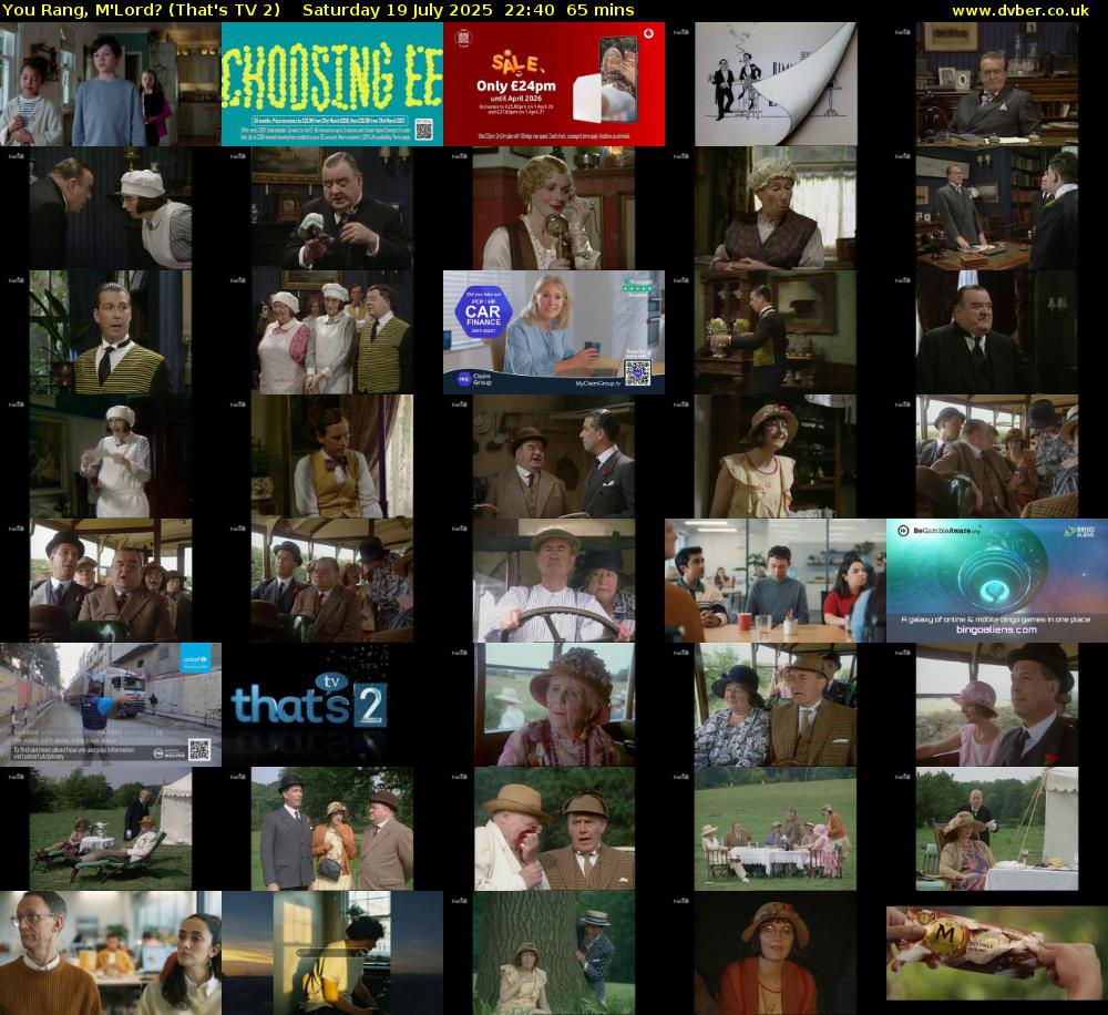 You Rang, M'Lord? (That's TV 2) Saturday 19 July 2025 22:40 - 23:45