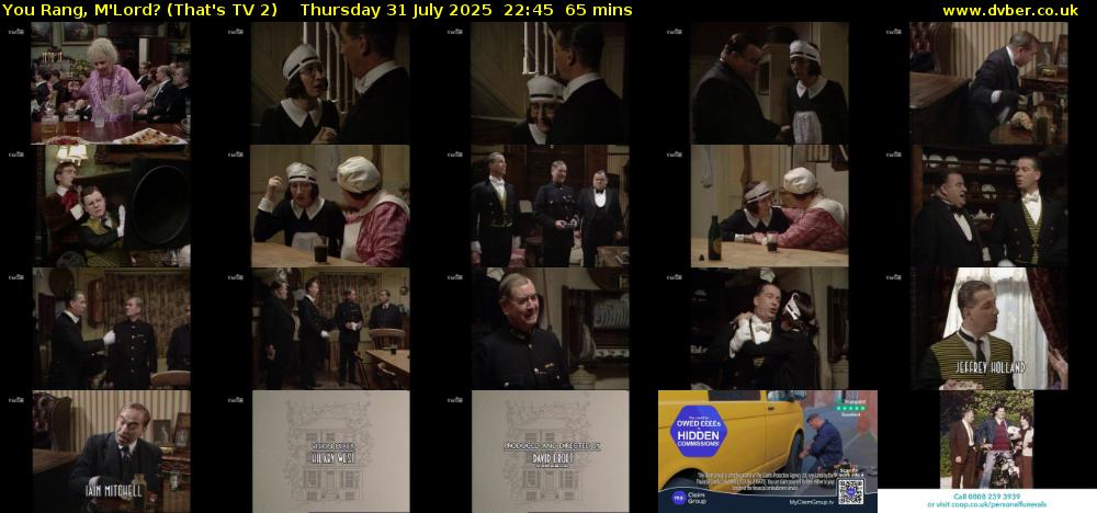 You Rang, M'Lord? (That's TV 2) Thursday 31 July 2025 22:45 - 23:50