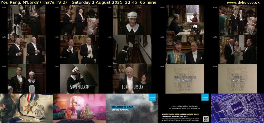 You Rang, M'Lord? (That's TV 2) Saturday 2 August 2025 22:45 - 23:50