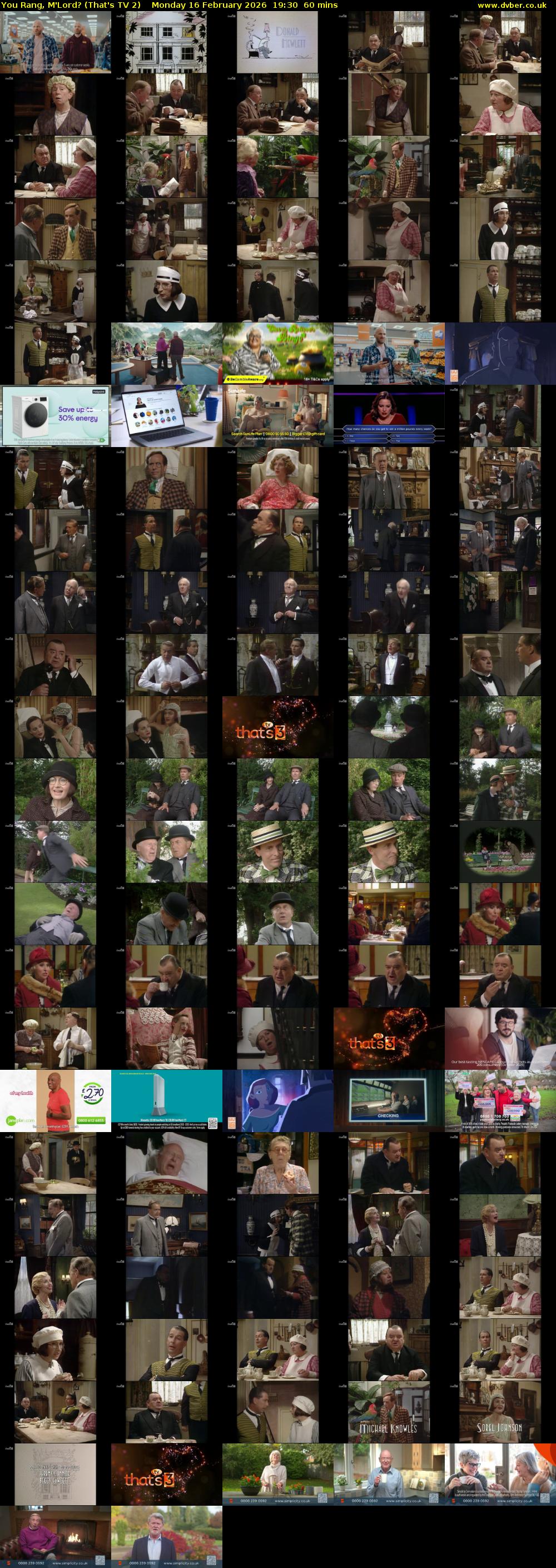 You Rang, M'Lord? (That's TV 2) Monday 16 February 2026 19:30 - 20:30