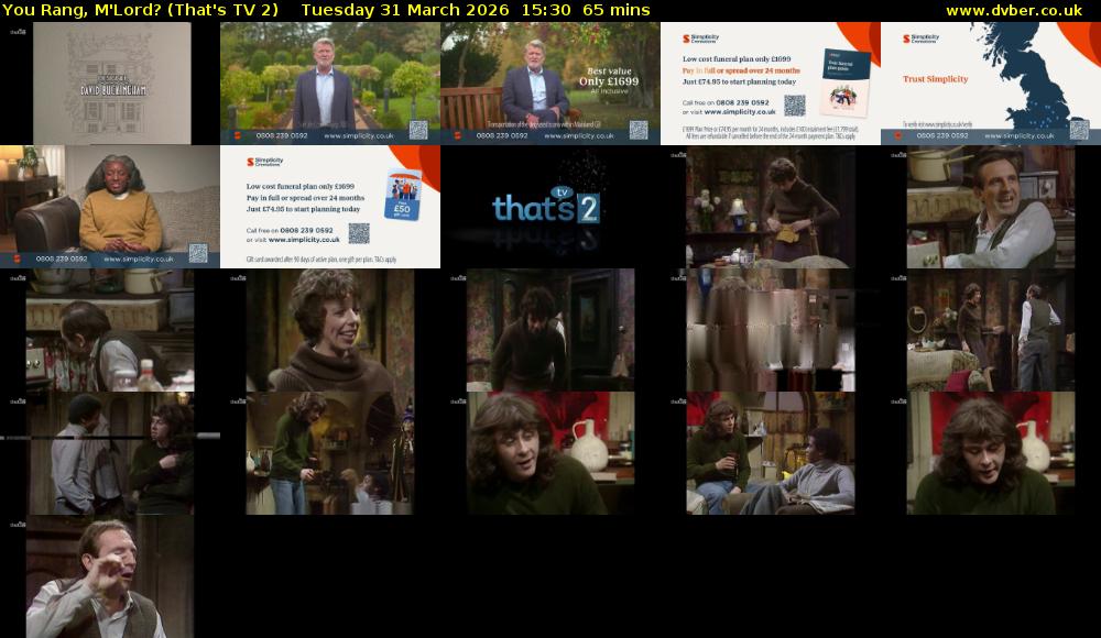 You Rang, M'Lord? (That's TV 2) Tuesday 31 March 2026 15:30 - 16:35