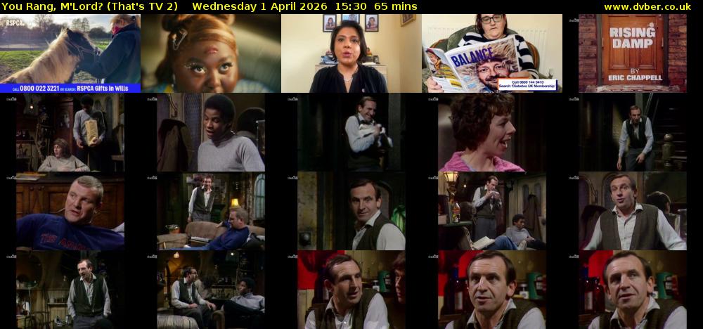 You Rang, M'Lord? (That's TV 2) Wednesday 1 April 2026 15:30 - 16:35