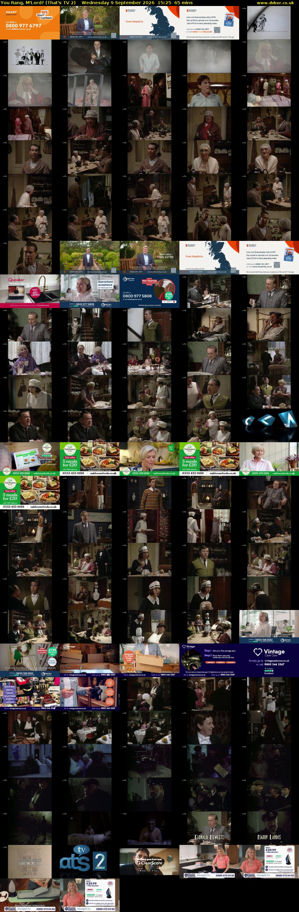 You Rang, M'Lord? (That's TV 2) Wednesday 9 September 2026 15:25 - 16:30